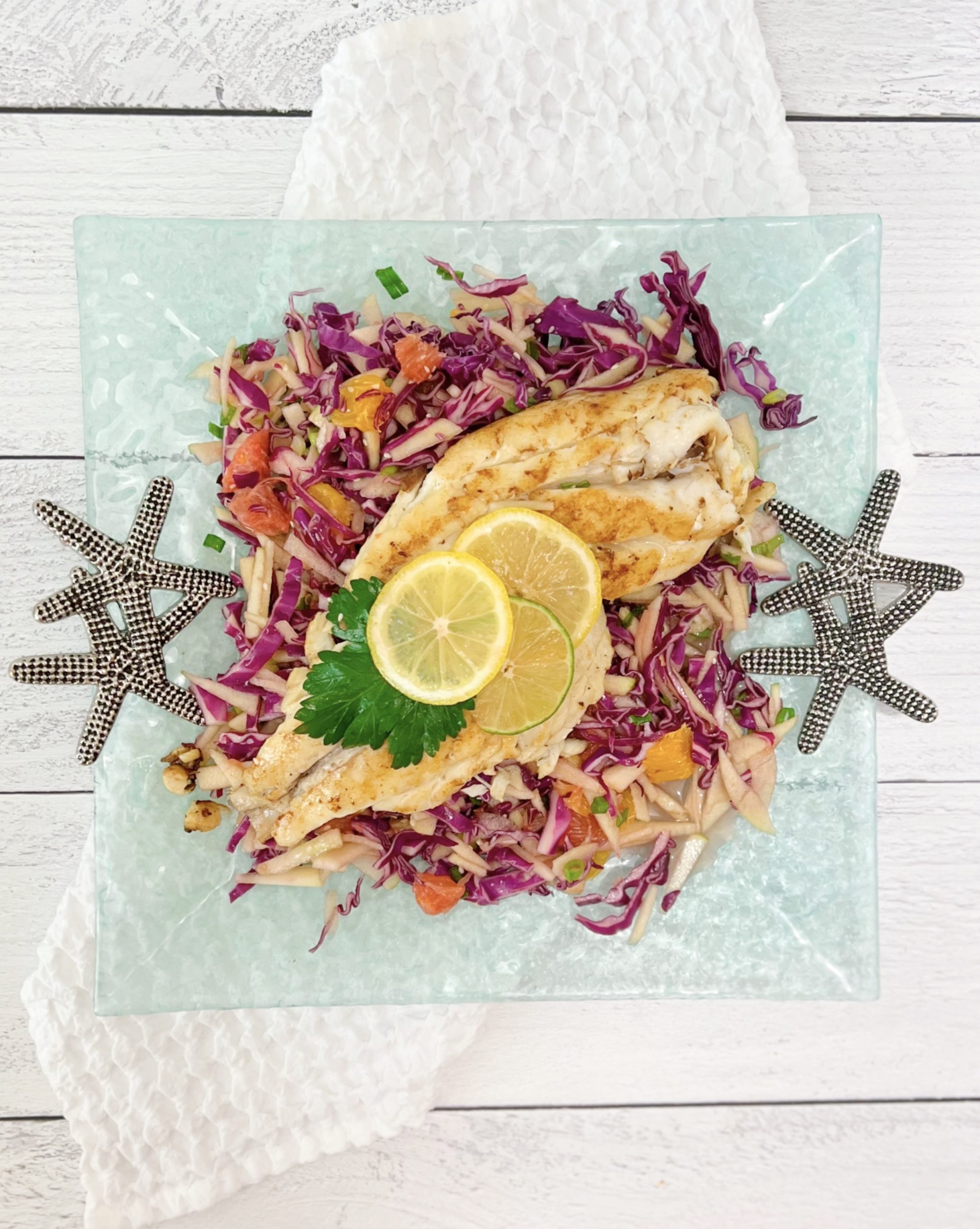 Grilled Red Snapper with Green Apple Citrus Slaw