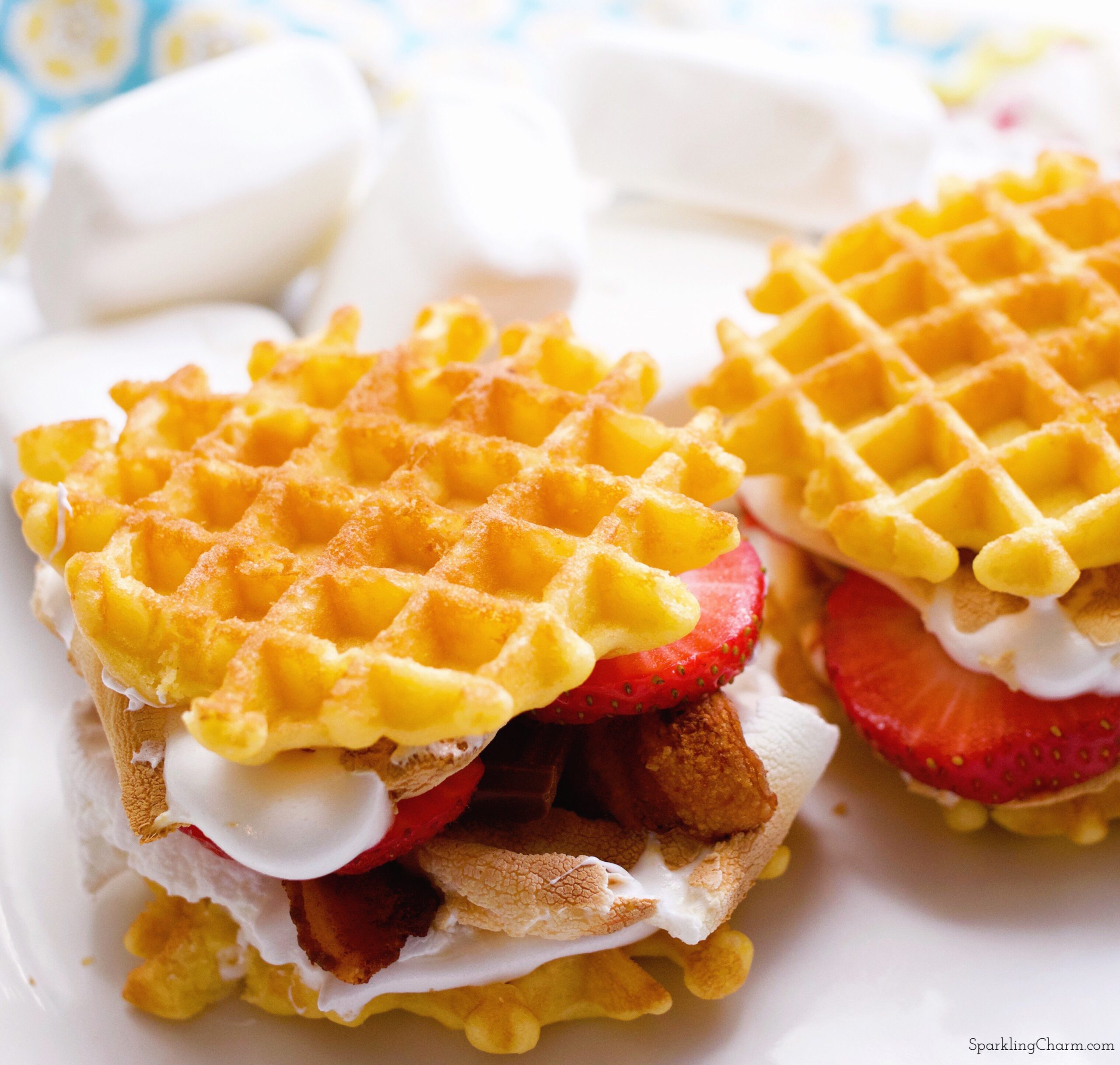How To Make A Belgian Waffle Strawberry & Bacon S’mores Sandwich
