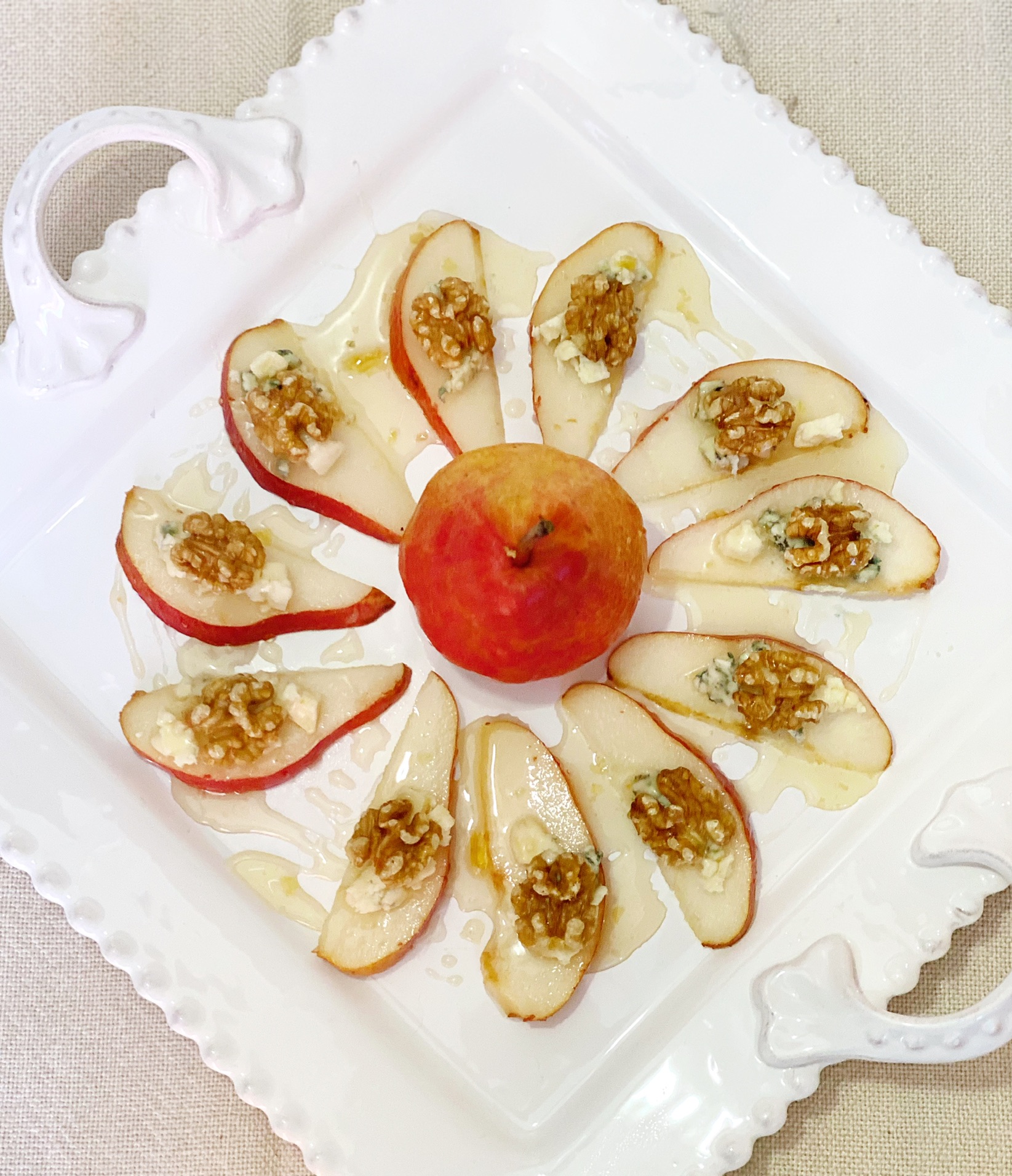 Easy and Elegant! A Pear Appetizer With A Honey Drizzle