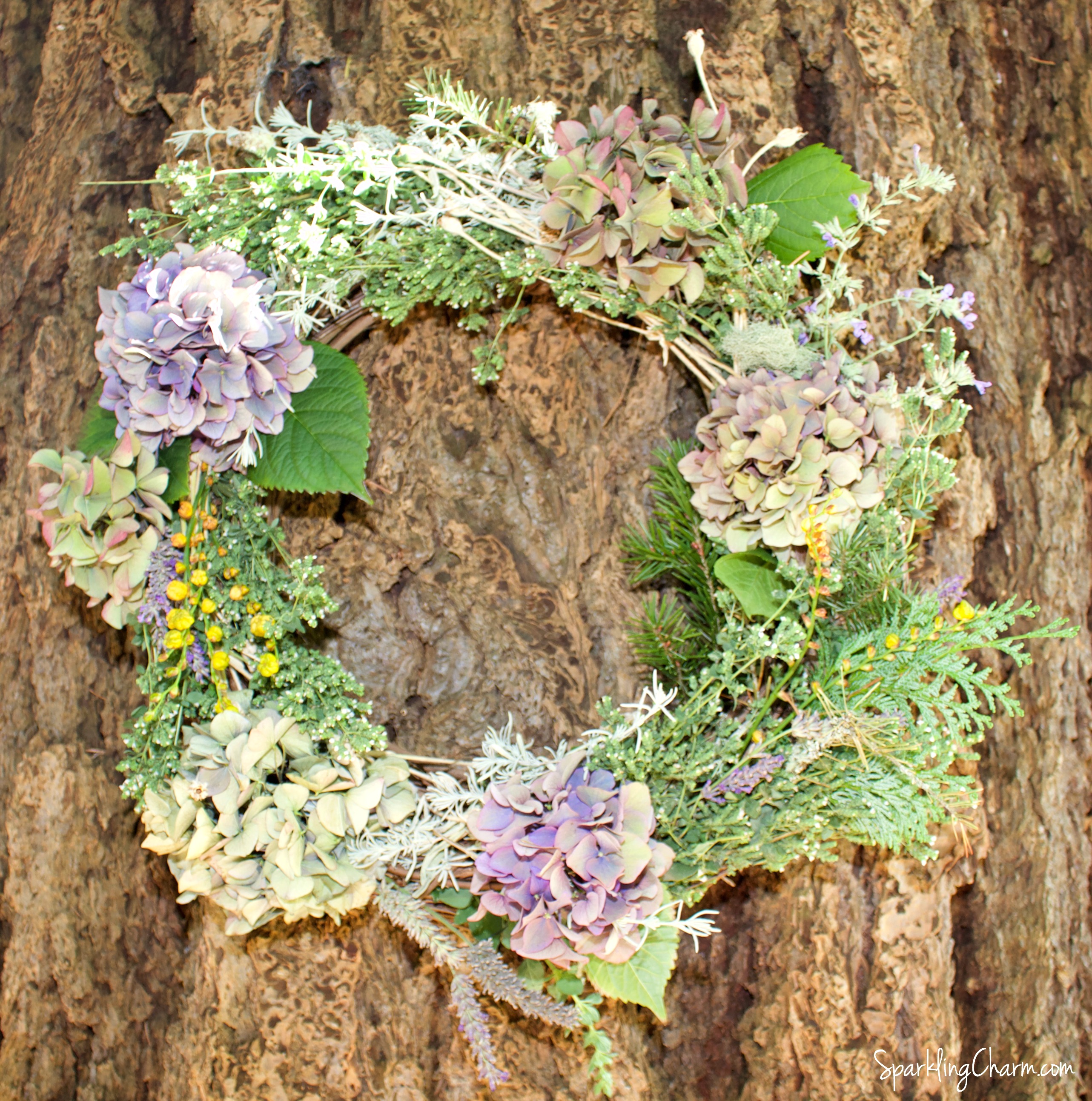 How To Make A Simple Yard Wreath WIth Twigs, Herbs, & Blooms